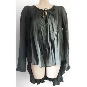 Free People Tops - FREE PEOPLE GREEN HIGH LOW BUTTON UP TUNIC SHIRT M Free People Tops - FREE PEOPLE GREEN HIGH LOW BUTTON UP TUNIC SHIRT M
